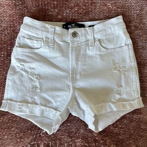 Hollister Women's White High Waisted Denim Shorts